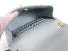 Chanel 24P Quilted Pale Ice Blue Shiny Lambskin Pearl Twist Mini Square Mini Flap Bag