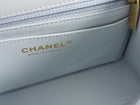 Chanel 24P Quilted Pale Ice Blue Shiny Lambskin Pearl Twist Mini Square Mini Flap Bag