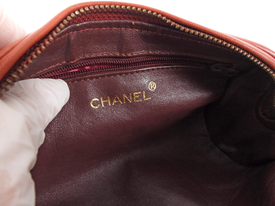 Chanel Burnt Orange Vintage 1986 Leather CC Tassel Chain Barrel Bag