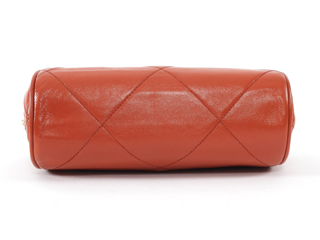 Chanel Burnt Orange Vintage 1986 Leather CC Tassel Chain Barrel Bag