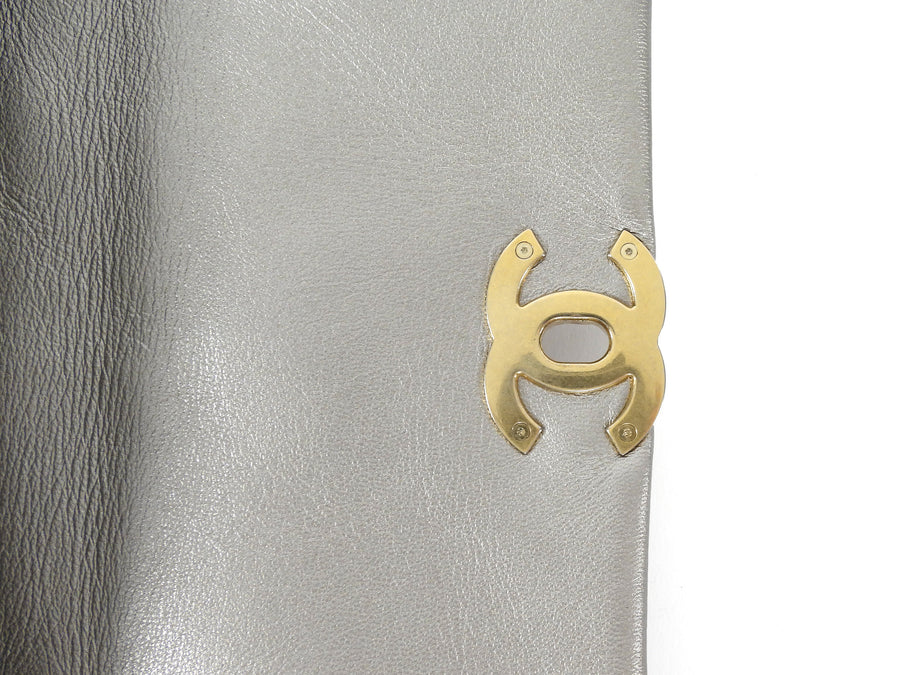 Chanel Silver Medium 19 Metallic Quilted Chain Bag