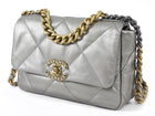 Chanel Silver Medium 19 Metallic Quilted Chain Bag