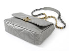 Chanel Silver Medium 19 Metallic Quilted Chain Bag