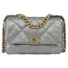 Chanel Silver Medium 19 Metallic Quilted Chain Bag