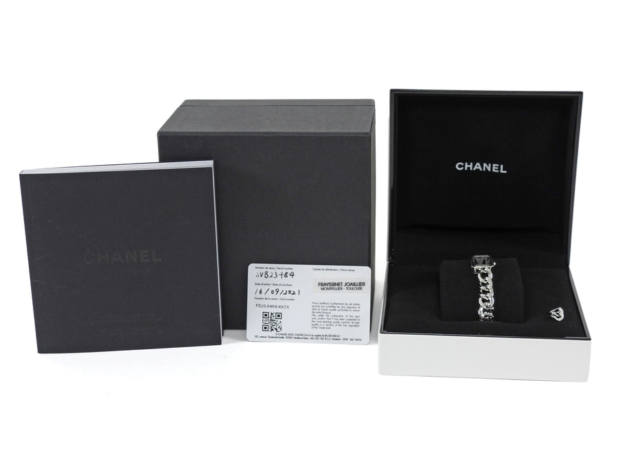 Chanel Stainles Steel Black Premiere Gourmette Chain SS Small Version Watch