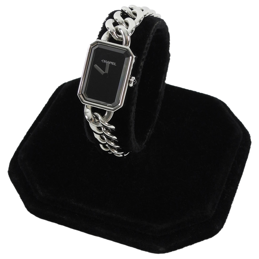 Chanel Stainles Steel Black Premiere Gourmette Chain SS Small Version Watch