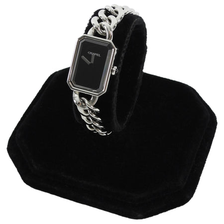 Chanel Stainles Steel Black Premiere Gourmette Chain SS Small Version Watch