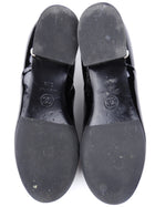 Chanel 2015 Black Patent Leather Pearl Embellished CC Oxfords - 36.5