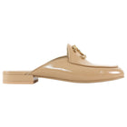 Chanel 25S Beige Patent Crystal Strass CC Flat Slide Mules  - 37