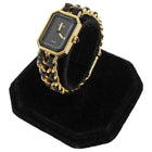 Chanel Black Gold Vintage 1987 Premiere 20mm Watch Chain Link Bracelet - XS