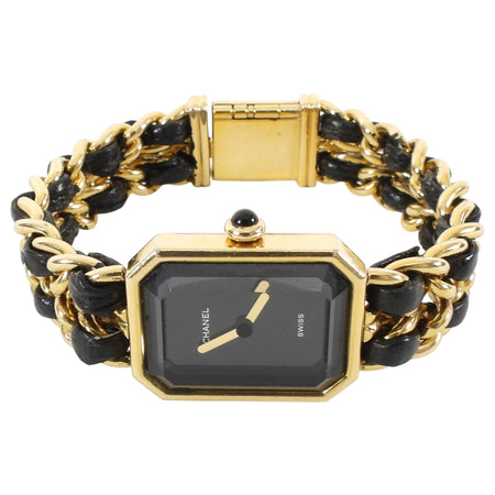 Chanel Black Gold Vintage 1987 Premiere 20mm Watch Chain Link Bracelet - XS