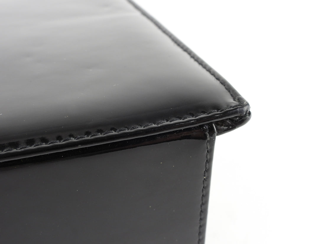 Chanel Vintage Black Patent Leather CC Chain Tote