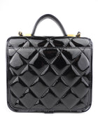 Chanel Black Patent Leather School Memory Mini Top Handle Flap Bag with Chain