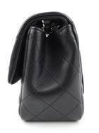 Chanel CC Black Quilted Lambskin Leather Mini Square Flap Bag on Chain