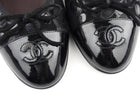 Chanel Black Suede and Patent Leather CC Cap Toe Ballet Flats - 38.5