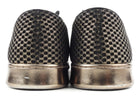 Chanel Black and Gold Metallic Checkered Mesh Flocked CC Cap Toe Lace Up Sneakers