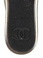 Chanel Black and Gold Metallic Checkered Mesh Flocked CC Cap Toe Lace Up Sneakers