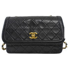 Chanel Vintage 1989 Black Quilted Leather Small Chain Flap Bag