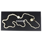 Chanel 14S CC Long Double Wrap Pearl and Chain Statement Necklace