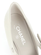 Chanel CC 22A Grey Shiny Goatskin and Black Cap Toe Mary Jane Open Shoes - 41