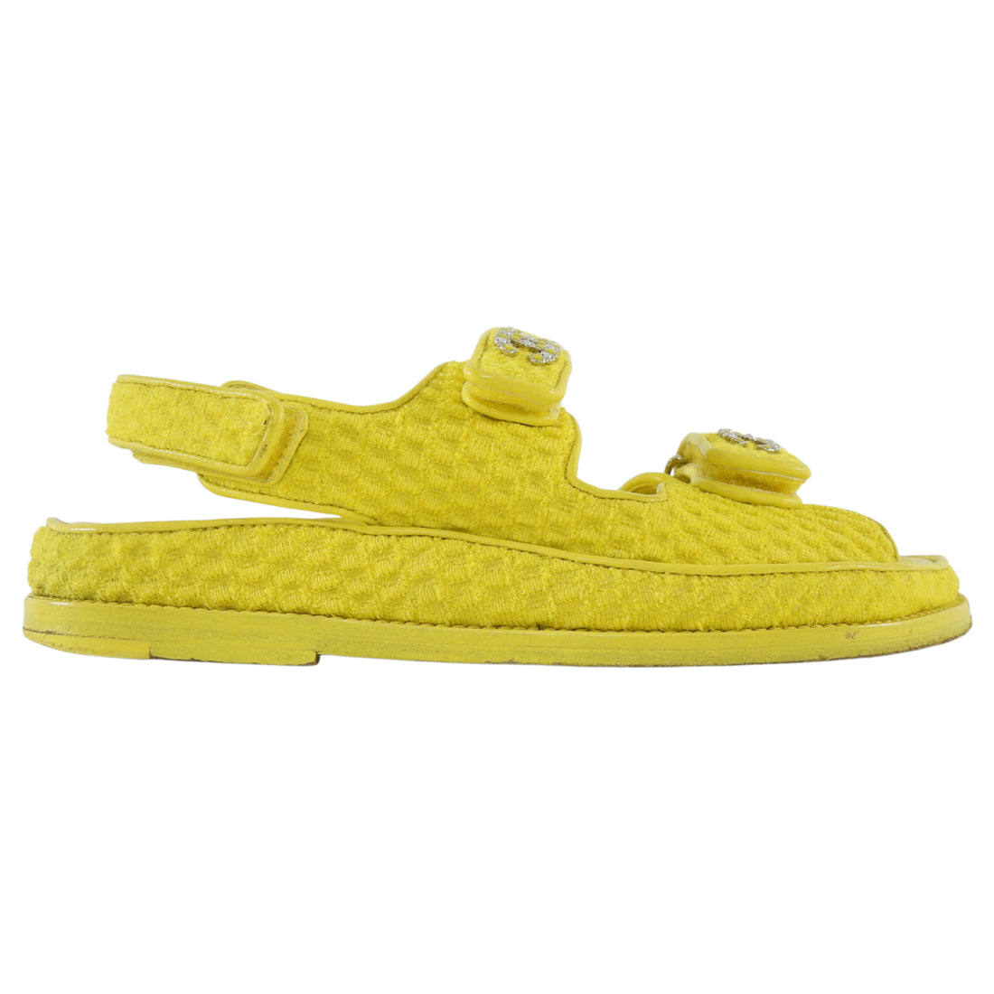 Chanel Tweed CC Embellished Dad Sandals - 36.5C / US 7.5