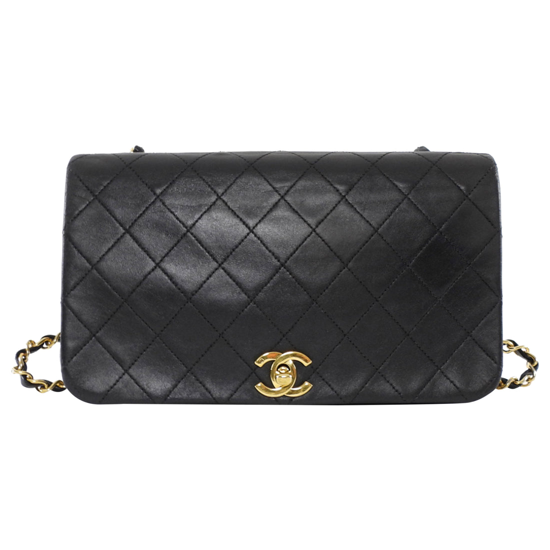 Chanel Vintage 1989 Classic Medium Black Leather Full Flap Bag