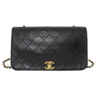 Chanel Vintage 1989 Classic Medium Black Leather Full Flap Bag