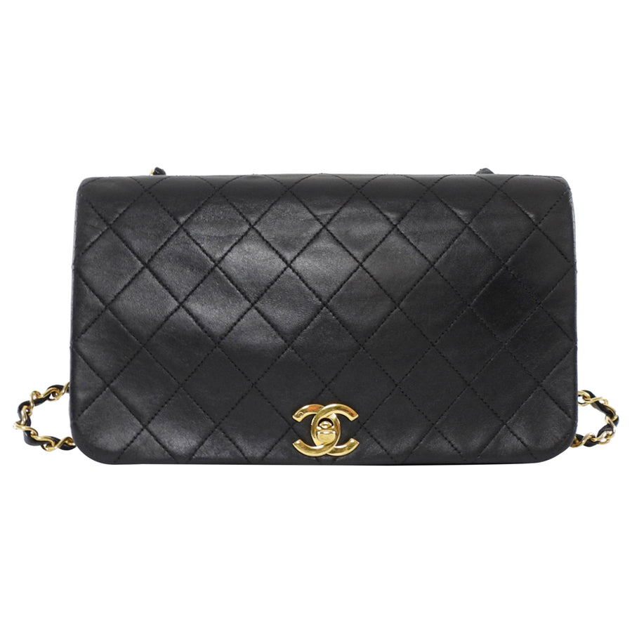 Chanel Vintage 1989 Classic Medium Black Leather Full Flap Bag