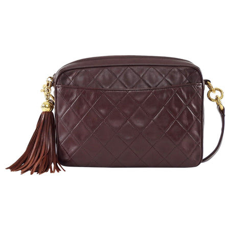 Chanel Vintage 1991 Brown Quilted Leather Medium Tassel Camera Bag