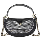 Chanel 2025 Black Mesh Shiny Lambskin Chain Hobo Bag