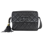 Chanel Vintage 1994 Black Lambskin Quilted CC Pocket Tassel Camera Bag