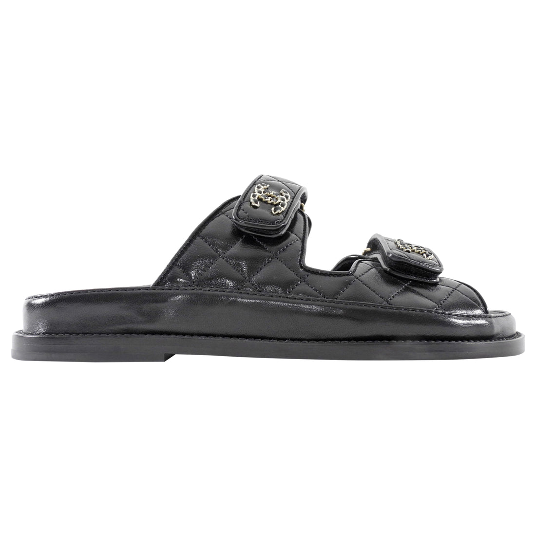 Chanel 24P CC Black Quilted Leather Dad Sandals  - 37