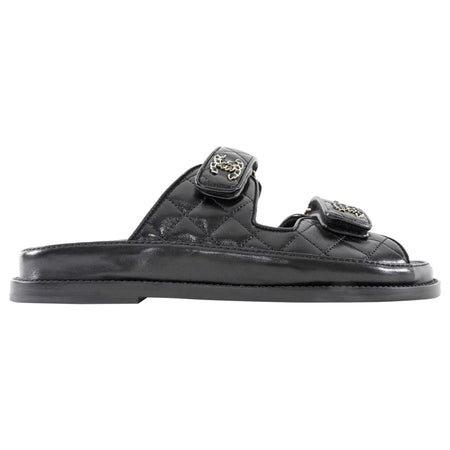Chanel 24P CC Black Quilted Leather Dad Sandals  - 37