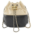 Chanel Black and Beige Gabrielle Chain Drawstring Bucket Bag