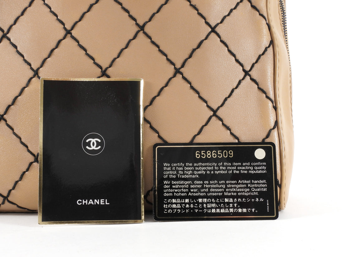 Chanel Beige Vintage 2000 Calfskin Wild Stitch Bag
