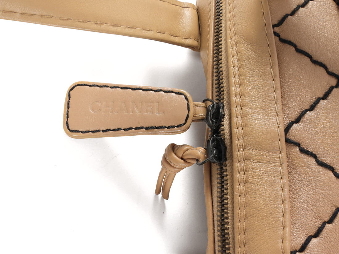 Chanel Beige Vintage 2000 Calfskin Wild Stitch Bag
