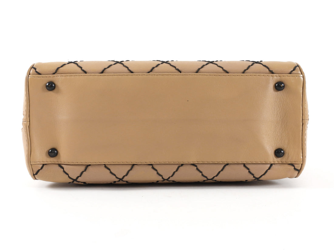 Chanel Beige Vintage 2000 Calfskin Wild Stitch Bag