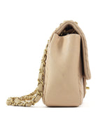Chanel Light Beige Surpique Chevron Quilted Medium Flap Bag