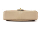 Chanel Light Beige Surpique Chevron Quilted Medium Flap Bag