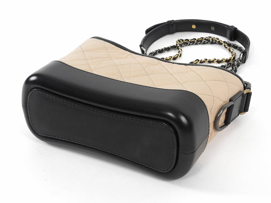 Chanel Beige and Black Gabrielle Small Chain Shoulder Bag