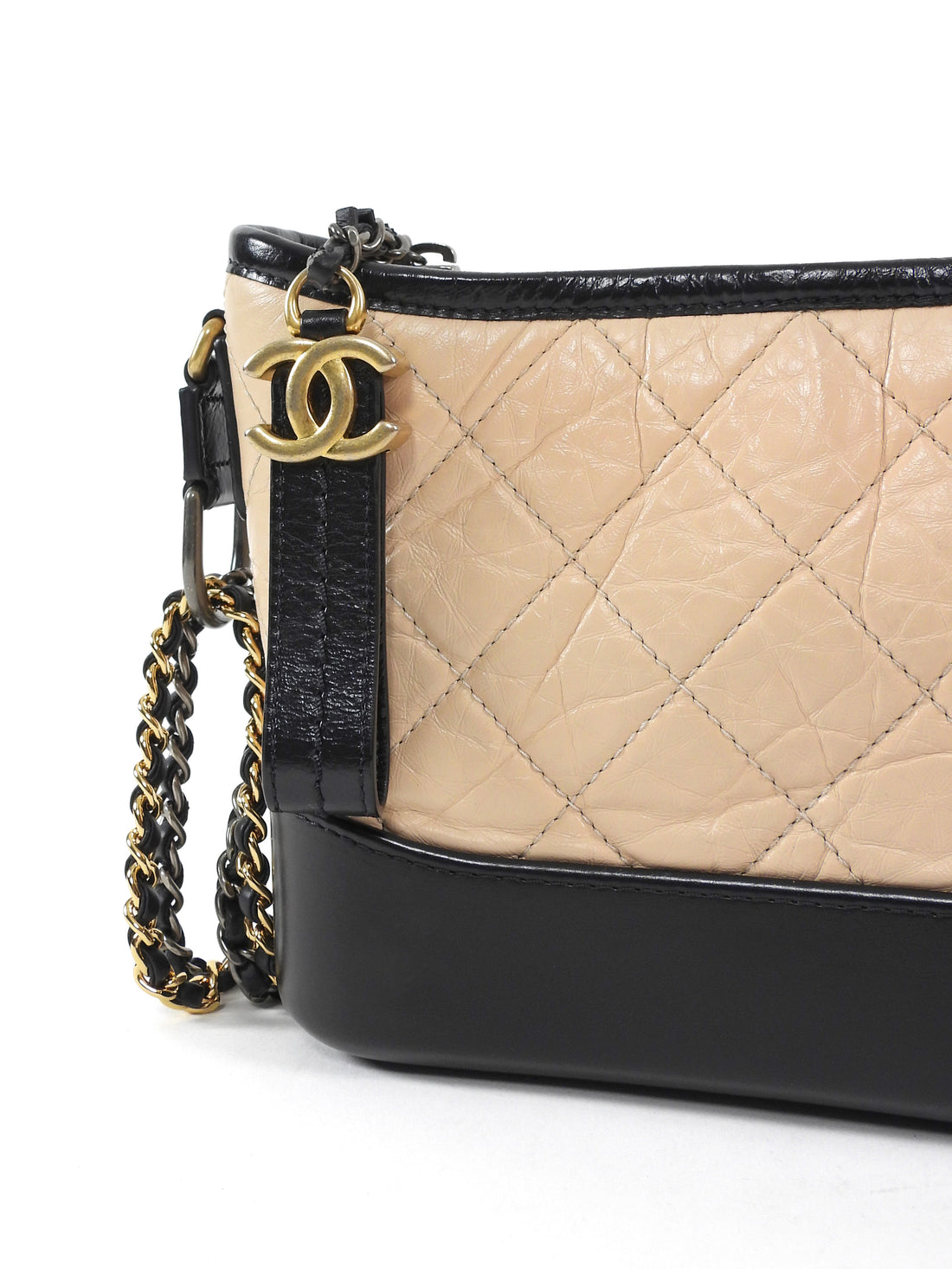 Chanel Beige and Black Gabrielle Small Chain Shoulder Bag