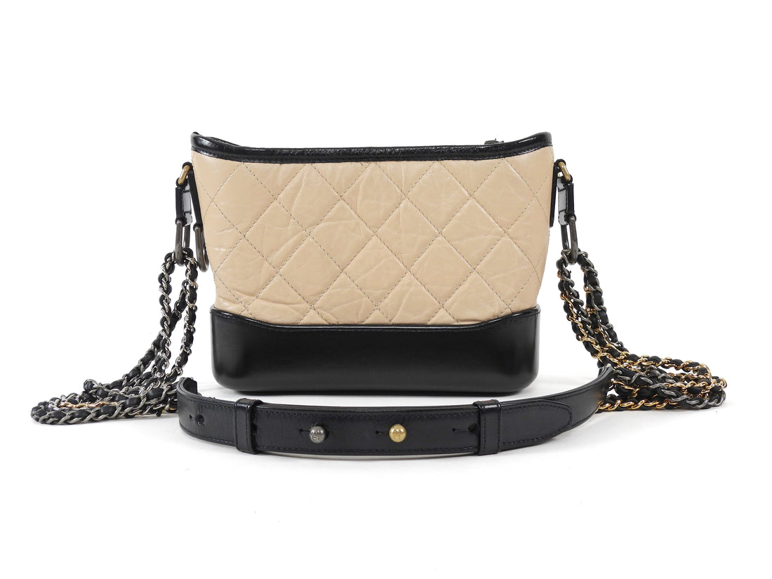 Chanel Beige and Black Gabrielle Small Chain Shoulder Bag