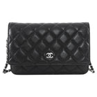 Chanel Black Caviar Leather CC Classic Wallet on Chain SHW