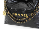 Chanel Black 22 Chain Drawstring Calfskin Small Quilted Bag
