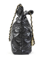 Chanel Black 22 Chain Drawstring Calfskin Small Quilted Bag