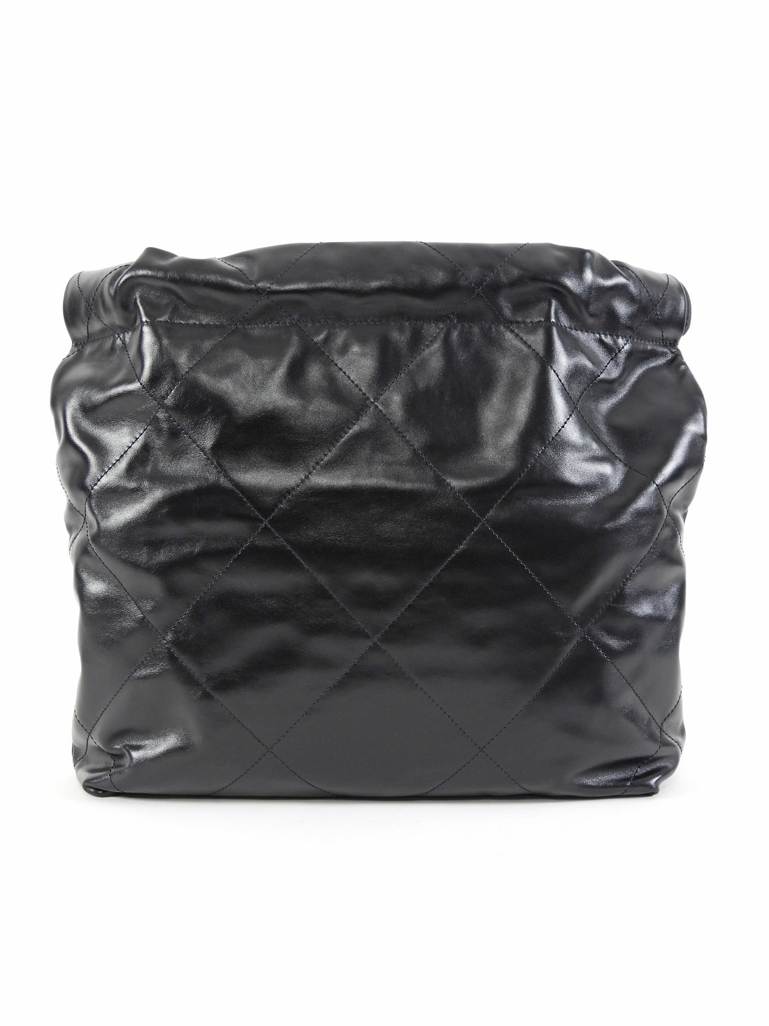 Chanel Black 22 Chain Drawstring Calfskin Small Quilted Bag