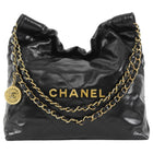 Chanel Black 22 Chain Drawstring Calfskin Small Quilted Bag