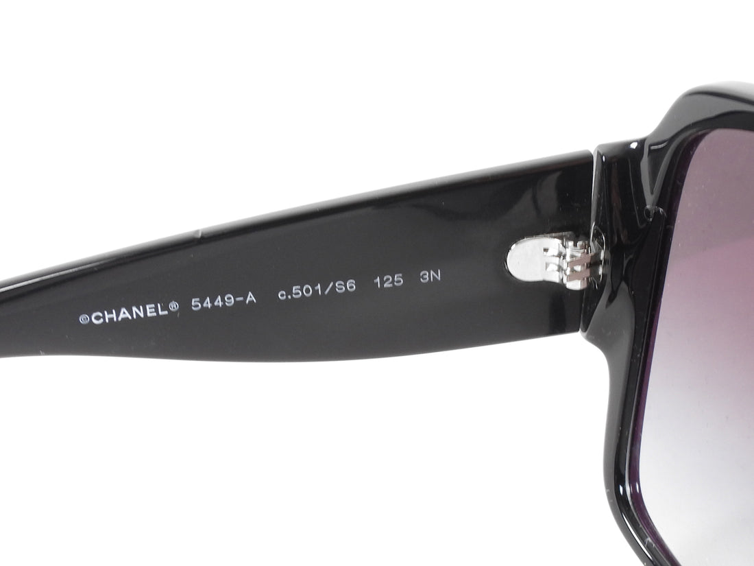 Chanel Black Embroidered CC Logo Acetate Sunglasses 5449A