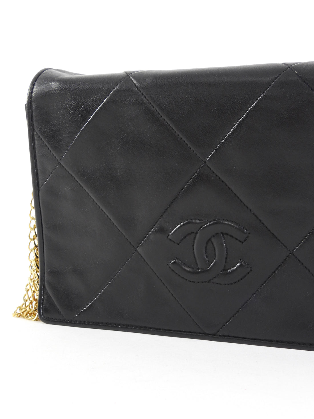 Chanel Black Vintage 1986 Diamond Quilt CC Multi Chain Strap Bag