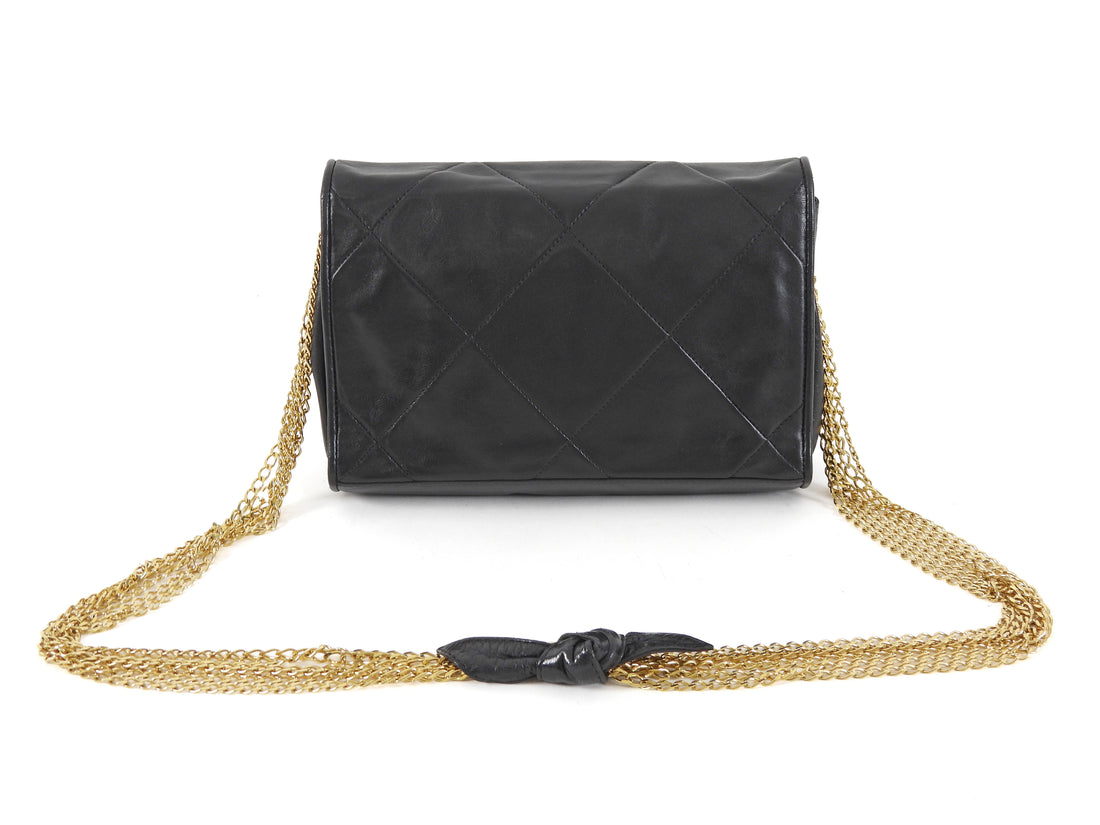 Chanel Black Vintage 1986 Diamond Quilt CC Multi Chain Strap Bag
